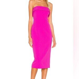 Bardot Hot Pink Strapless Formal Wedding Guest Dress
